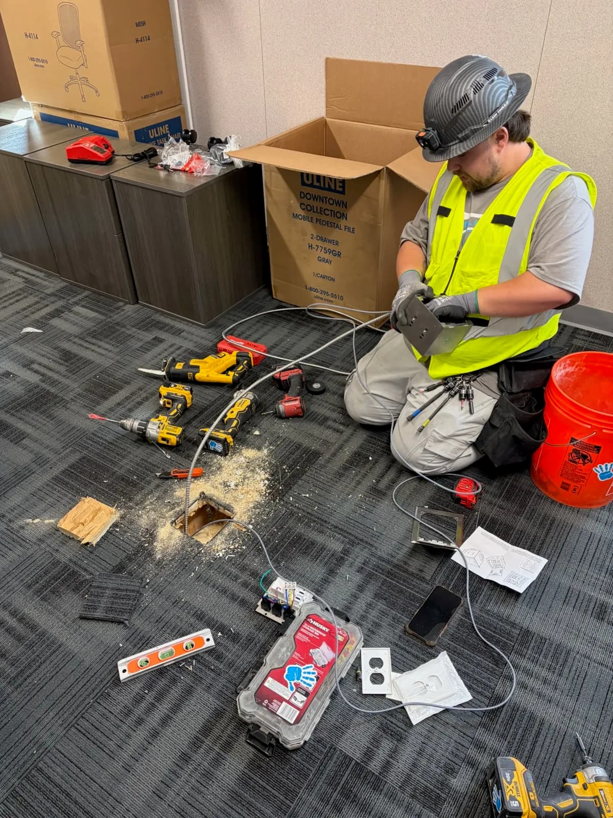 Floor Outlet with Power and HDMI Installed in Eagle Mountain Office image