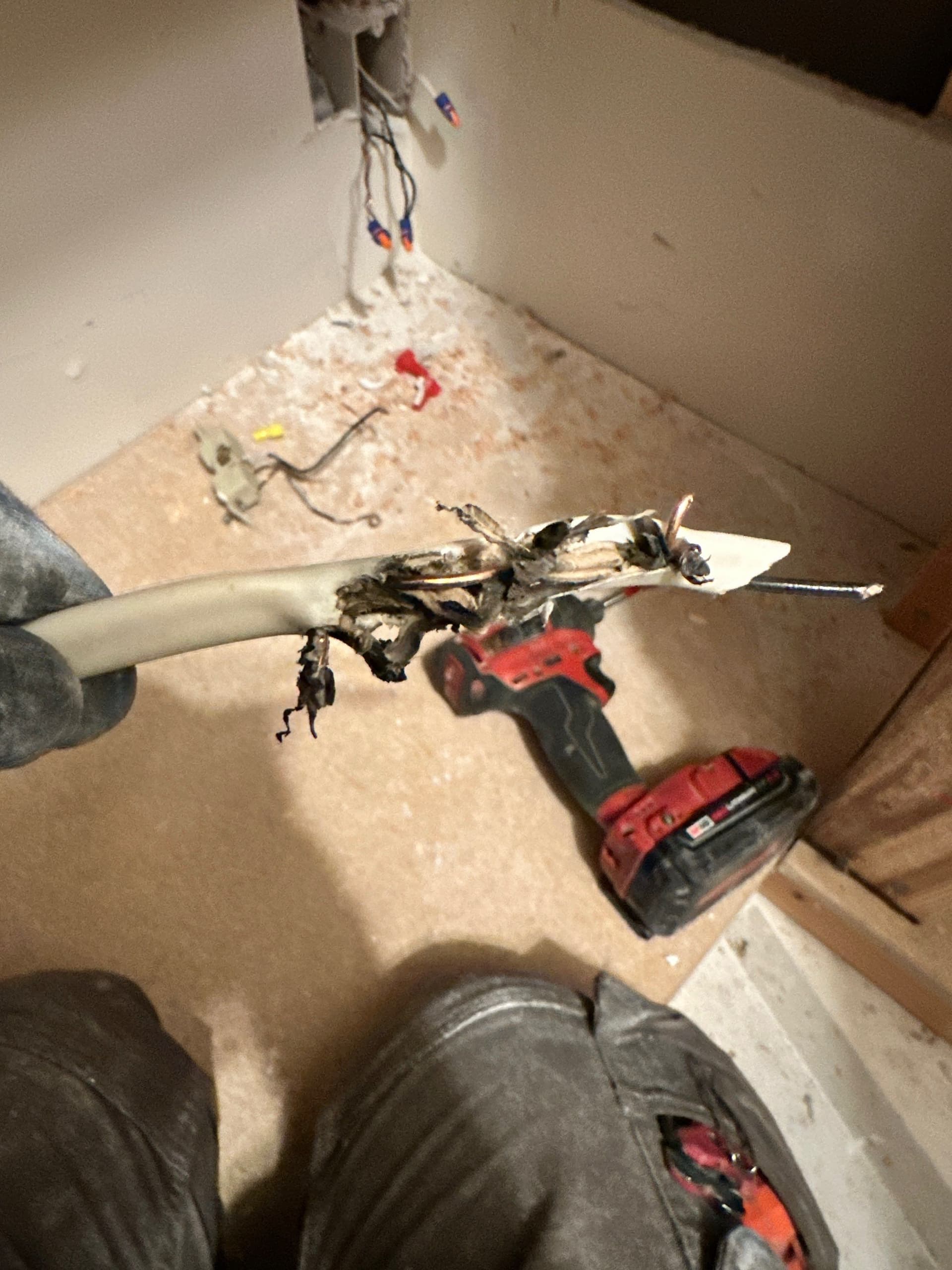 Burnt Cable From a Contractor Mistake Fixed Right image